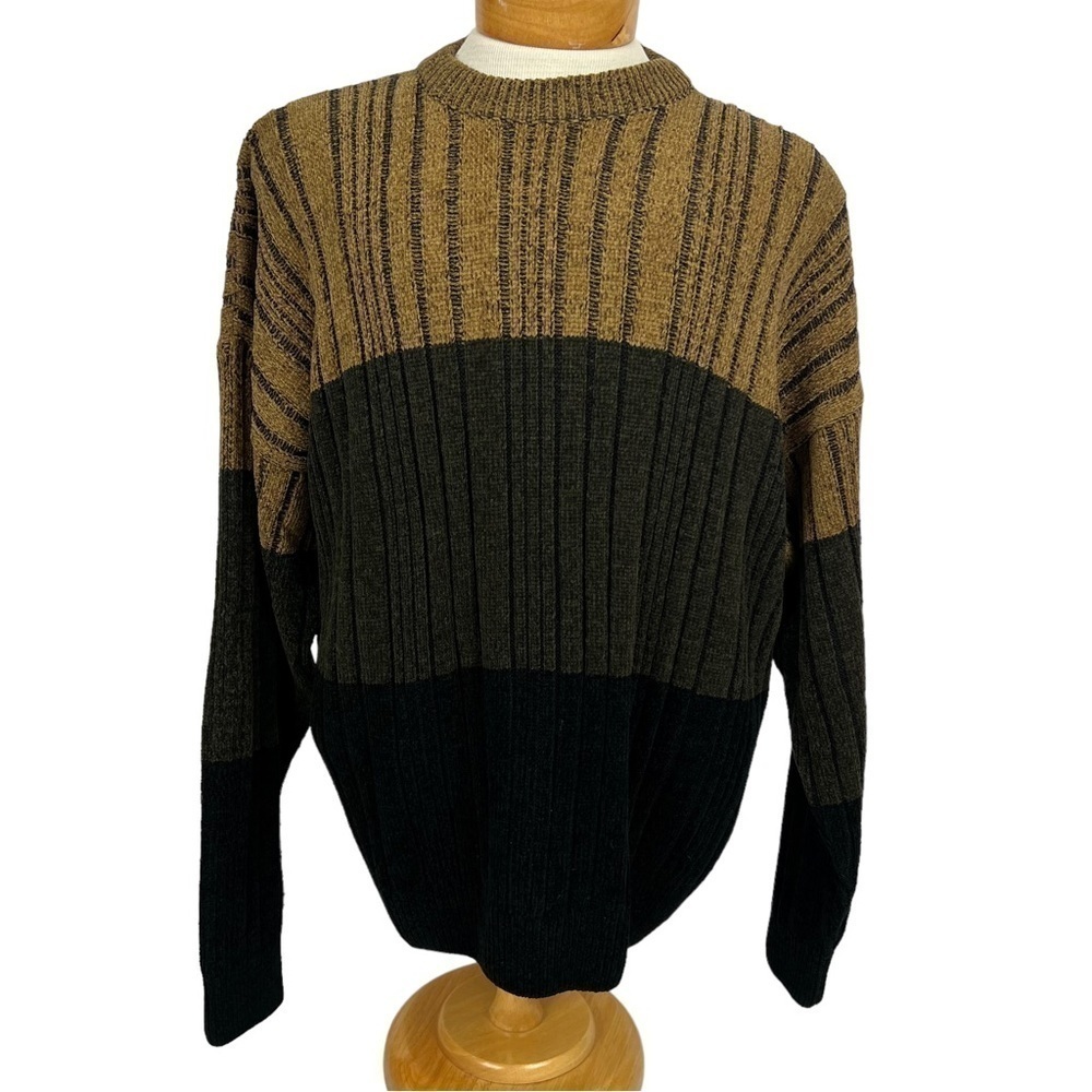 jf J. Ferrar Men’s Pullover Ribbed Chunky Knit Sweater Sz XL Multi Colors Italy